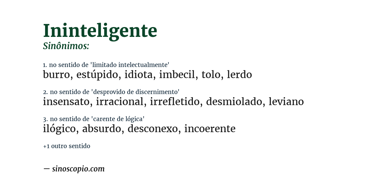 Sinônimo de ininteligente