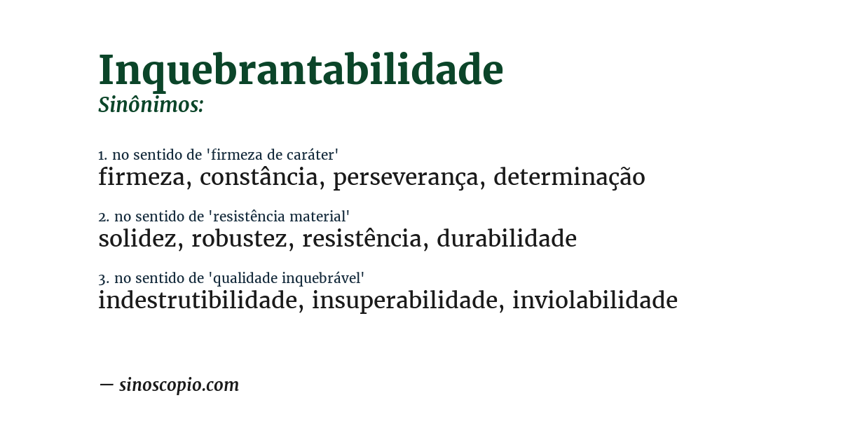 Sinônimo de inquebrantabilidade