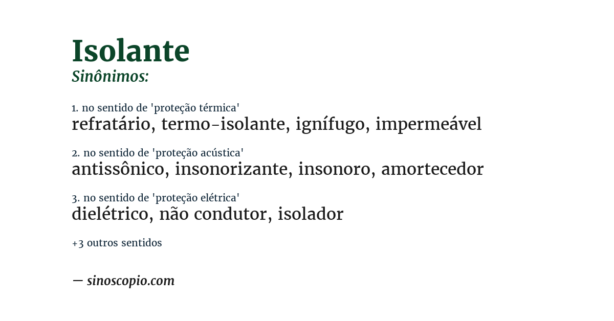Sinônimo de isolante