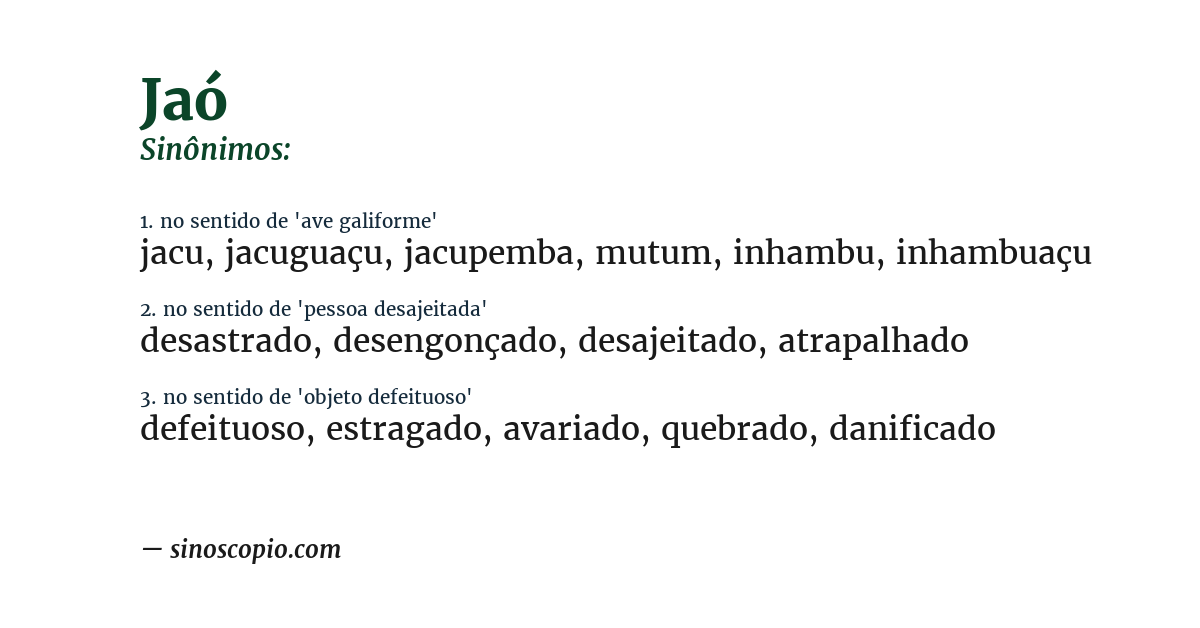 Sinônimo de jaó