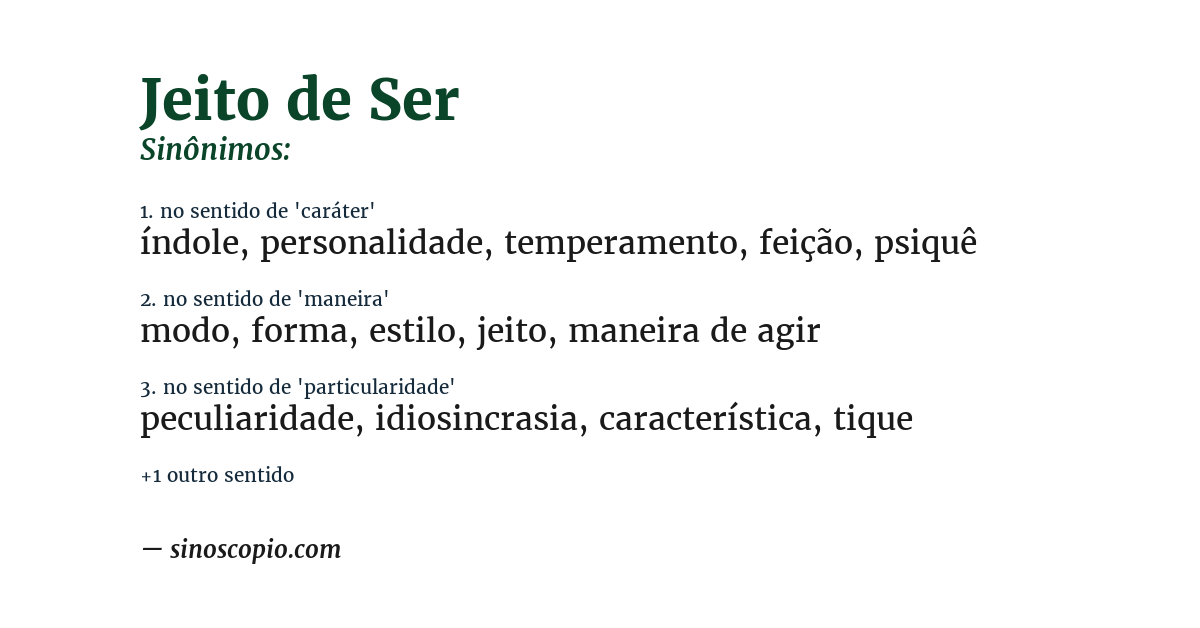 Sinônimo de jeito de ser