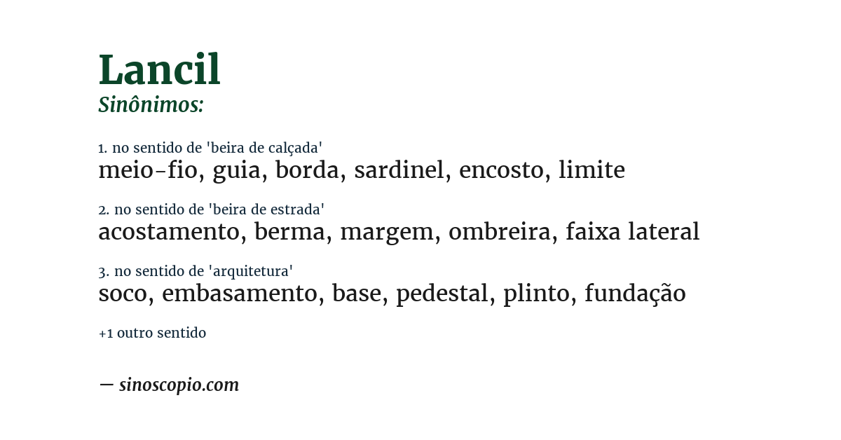 Sinônimo de lancil