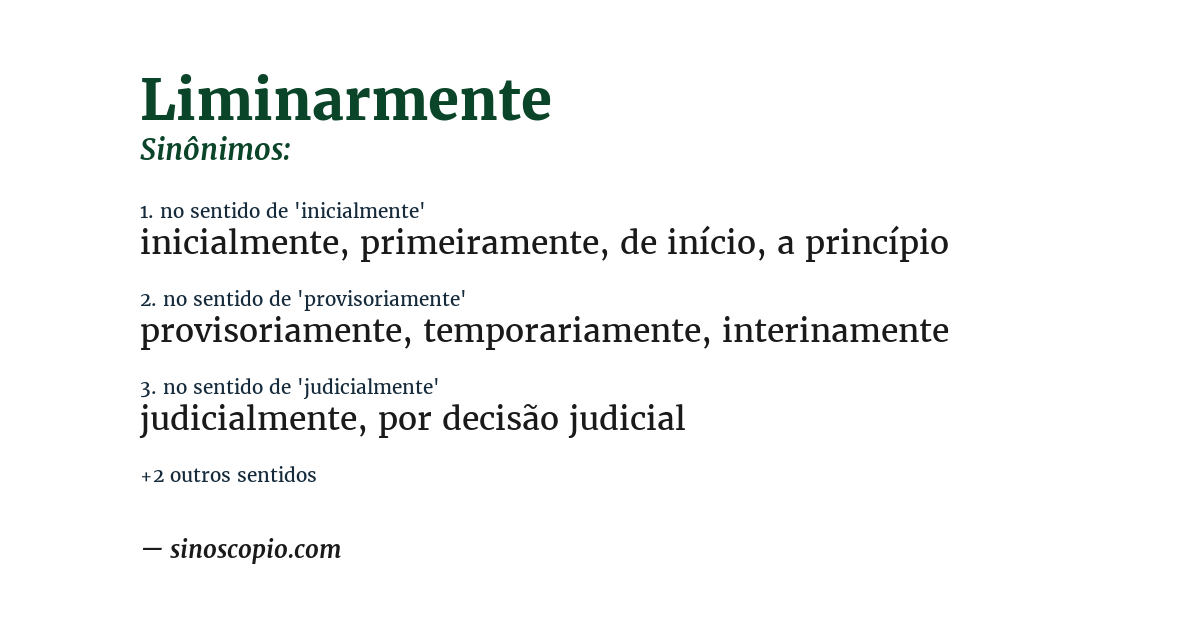 Sinônimo de liminarmente