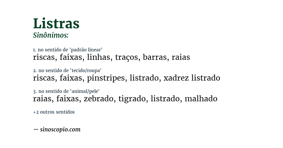 Sinônimo de listras