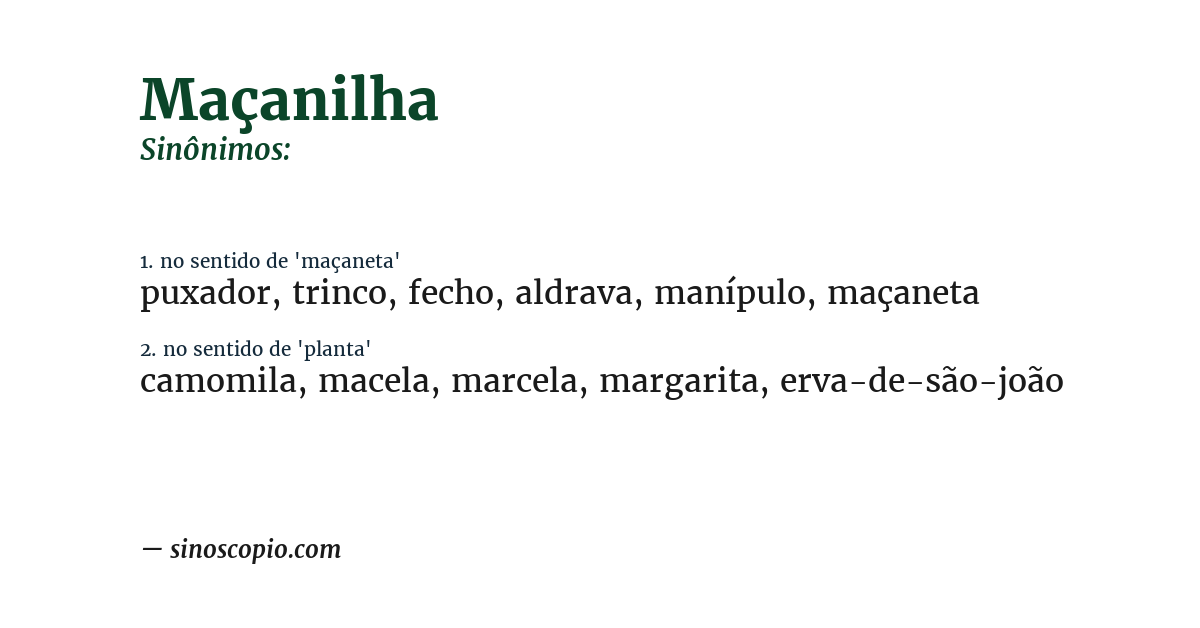 Sinônimo de maçanilha