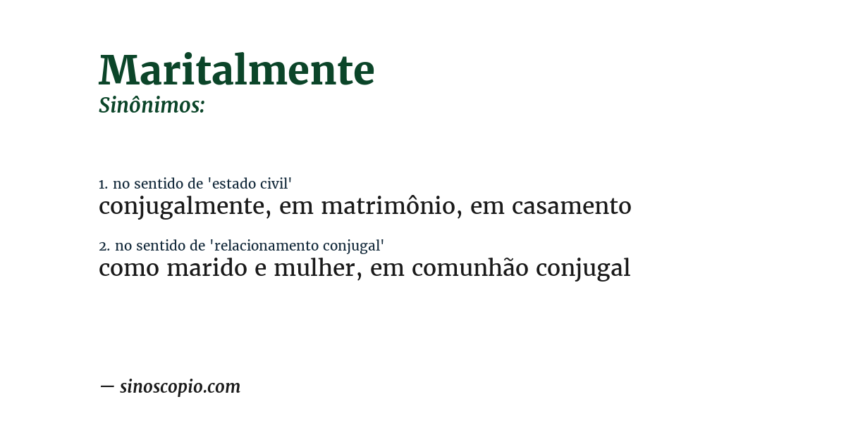 Sinônimo de maritalmente