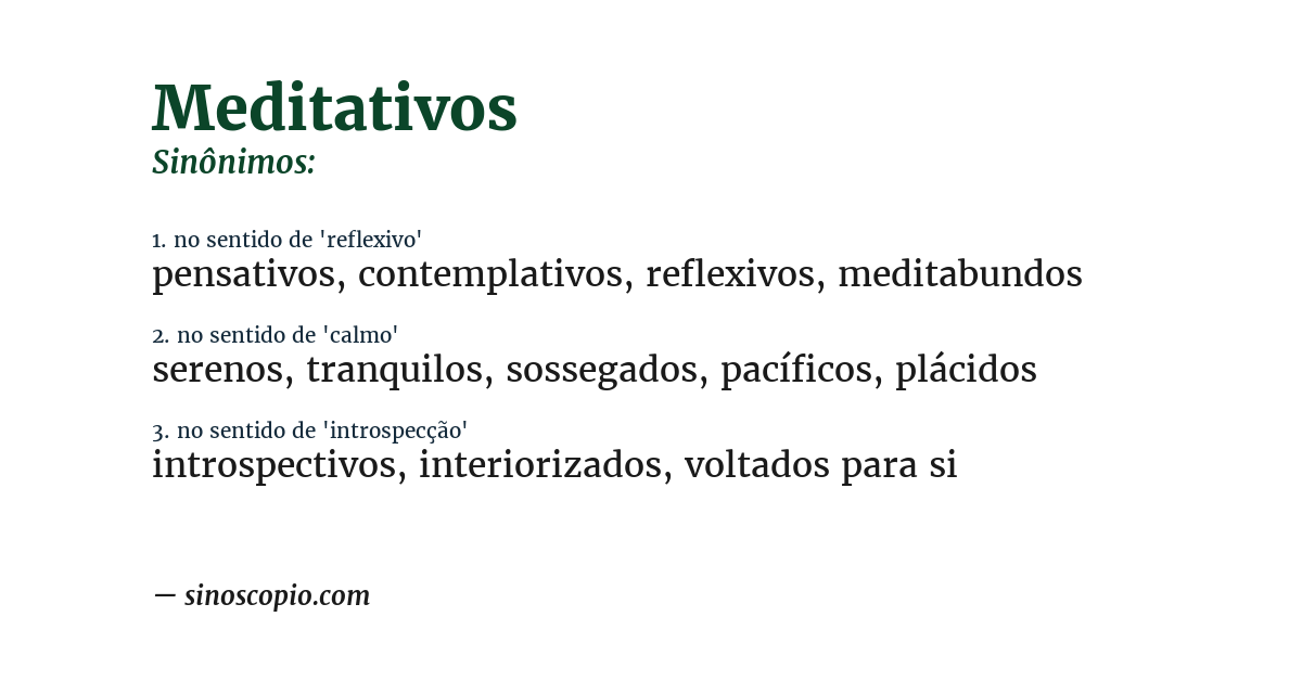 Sinônimo de meditativos