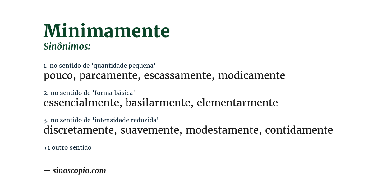 Sinônimo de minimamente