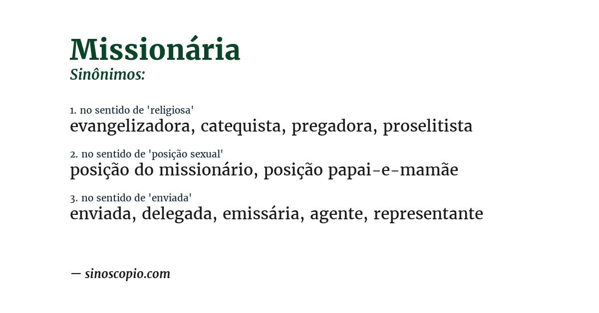 Sinônimo de missionária