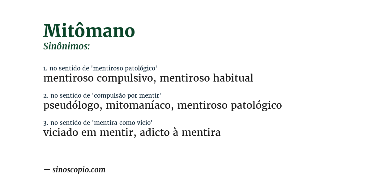 Sinônimo de mitômano