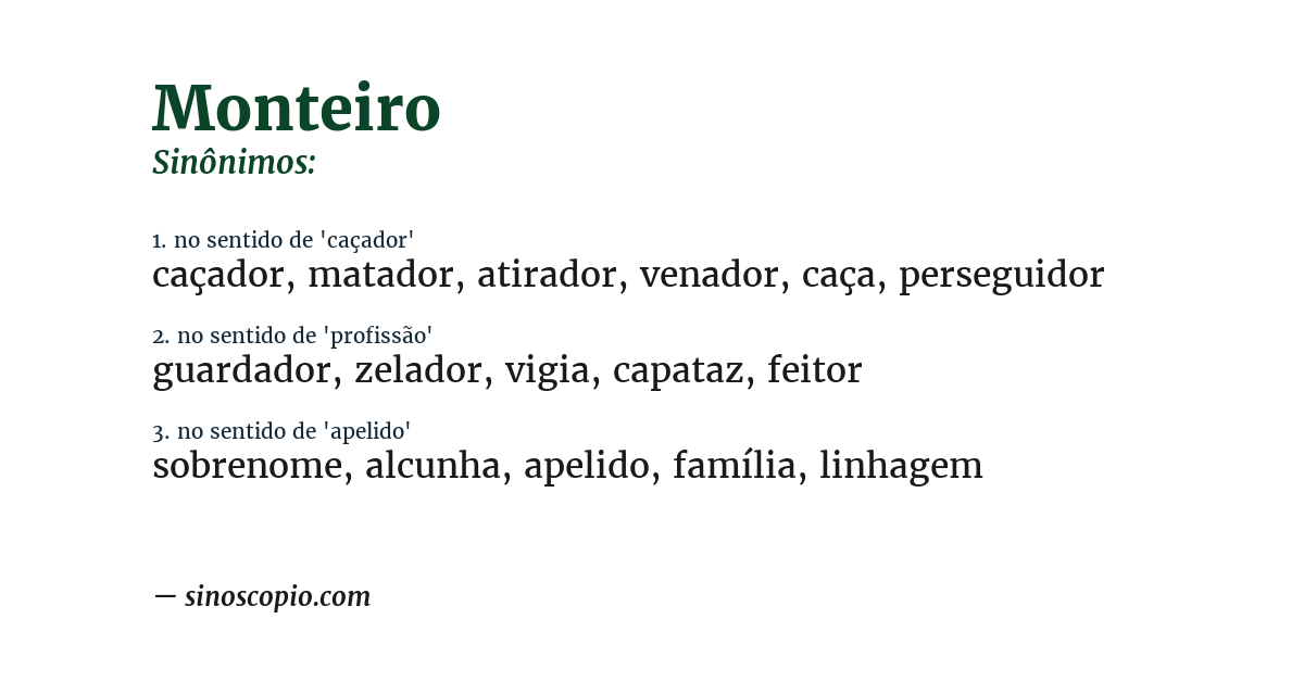 Sinônimo de monteiro
