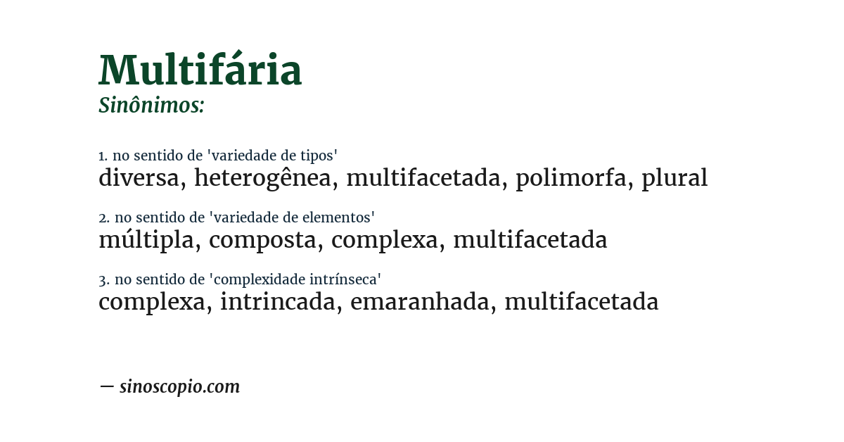 Sinônimo de multifária