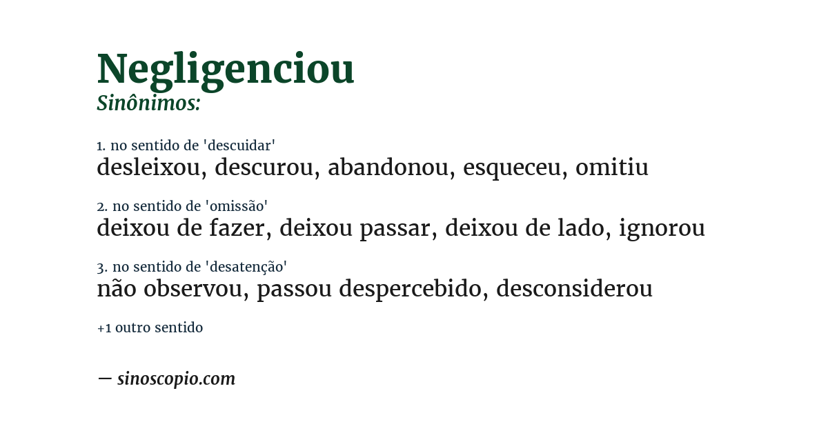 Sinônimo de negligenciou