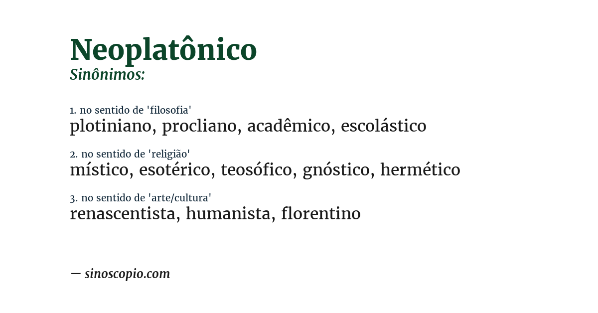 Sinônimo de neoplatônico