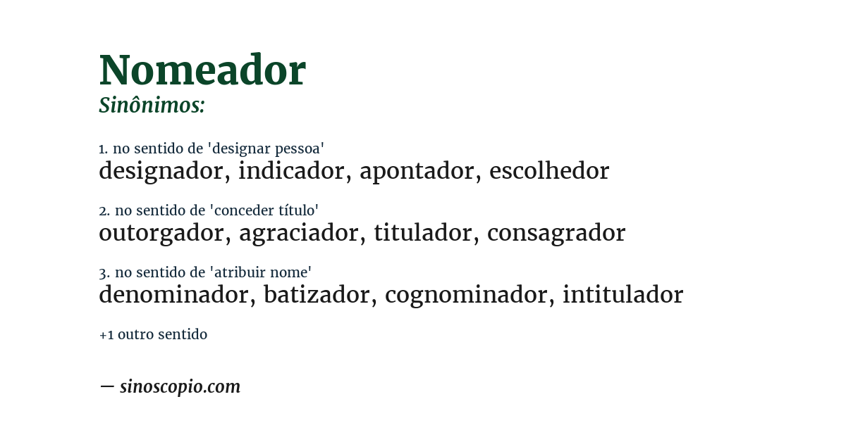 Sinônimo de nomeador