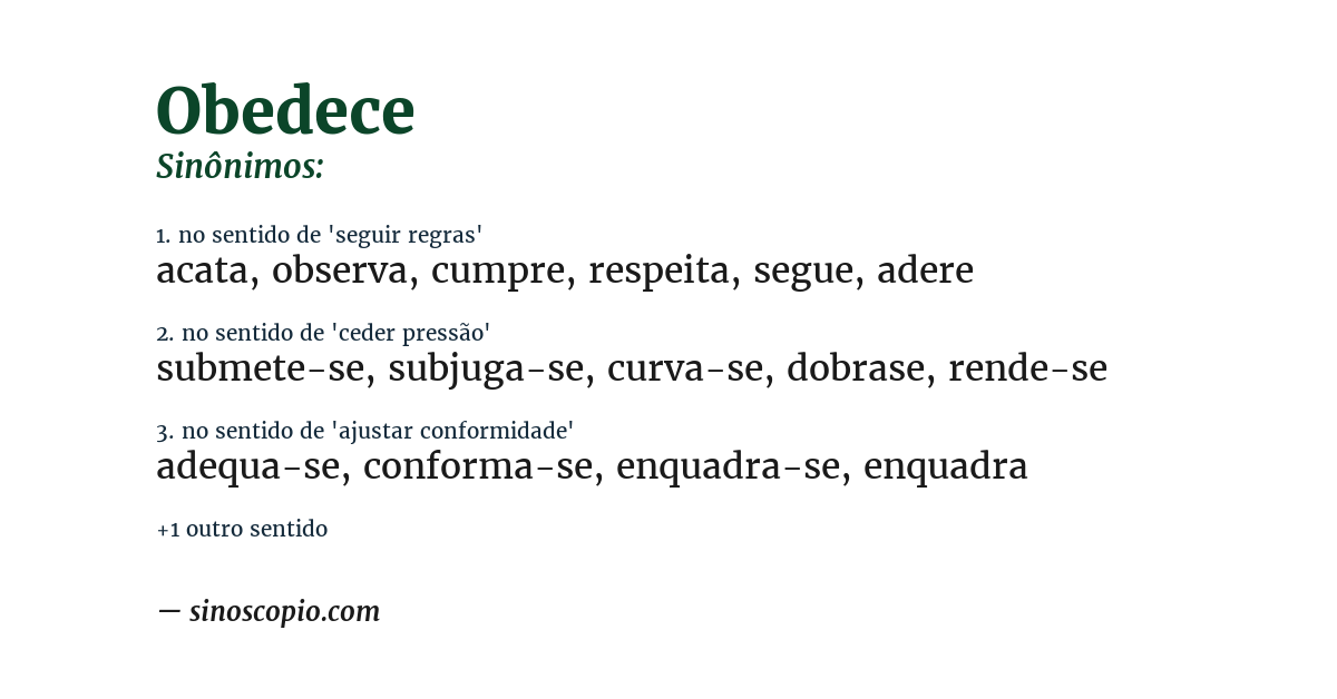 Sinônimo de obedece