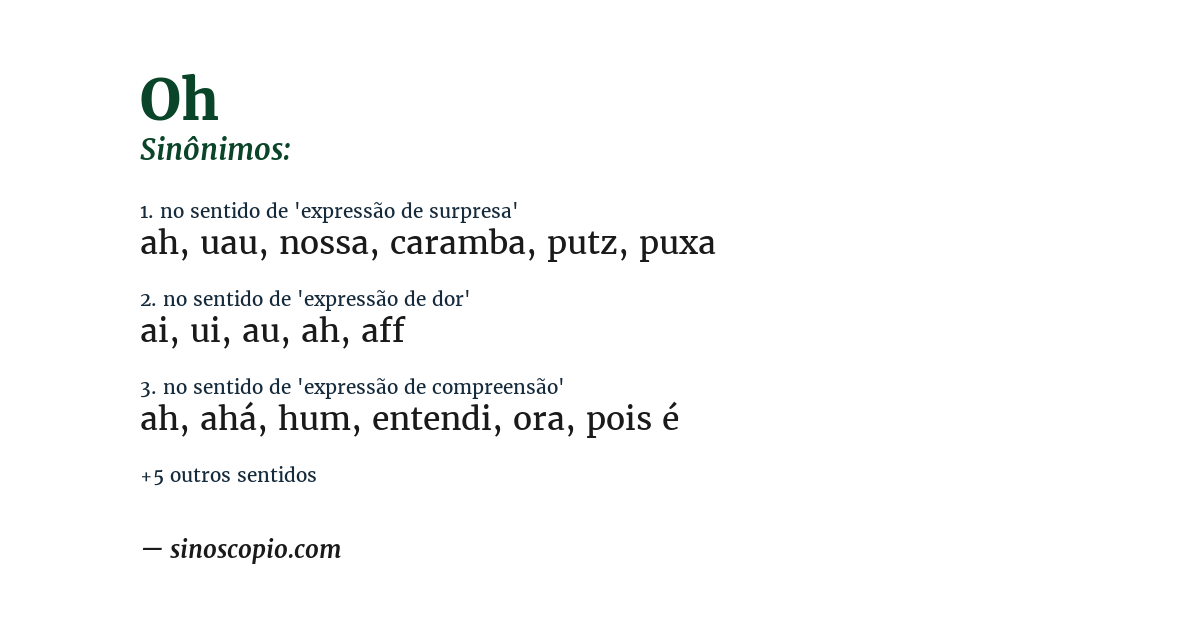 Sinônimo de oh