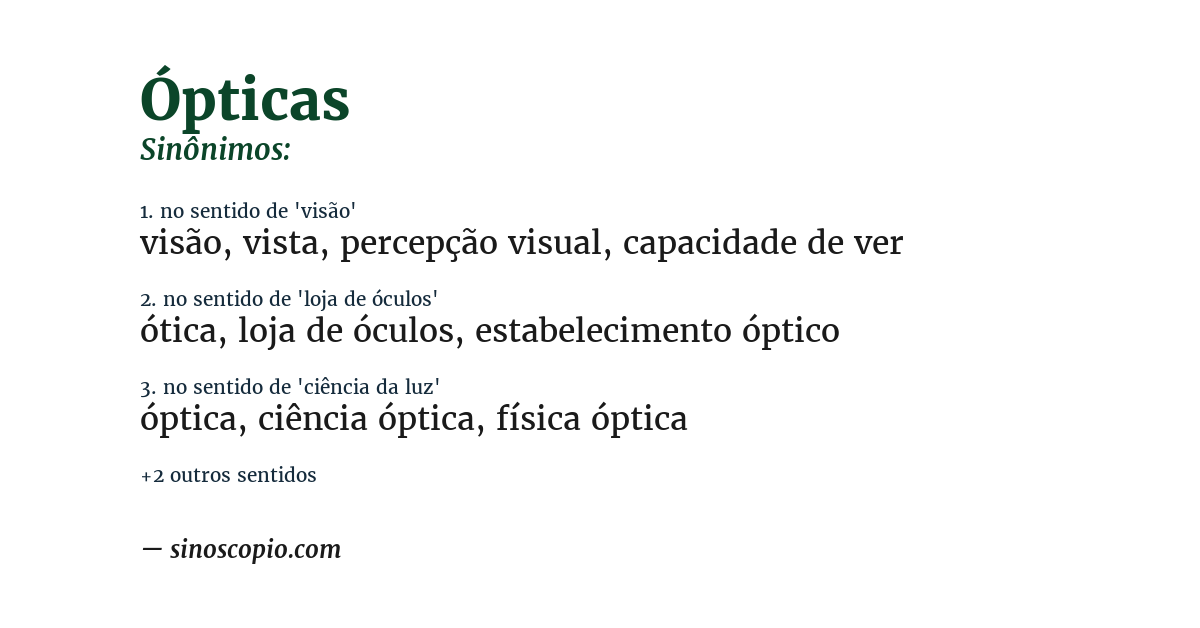 Sinônimo de ópticas