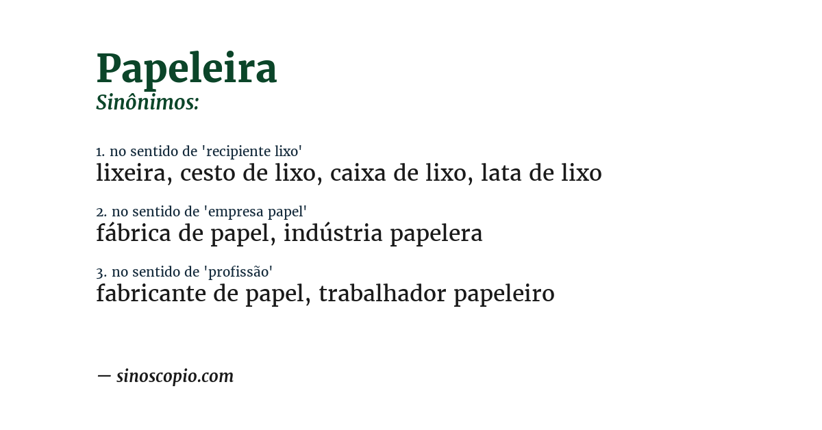 Sinônimo de papeleira