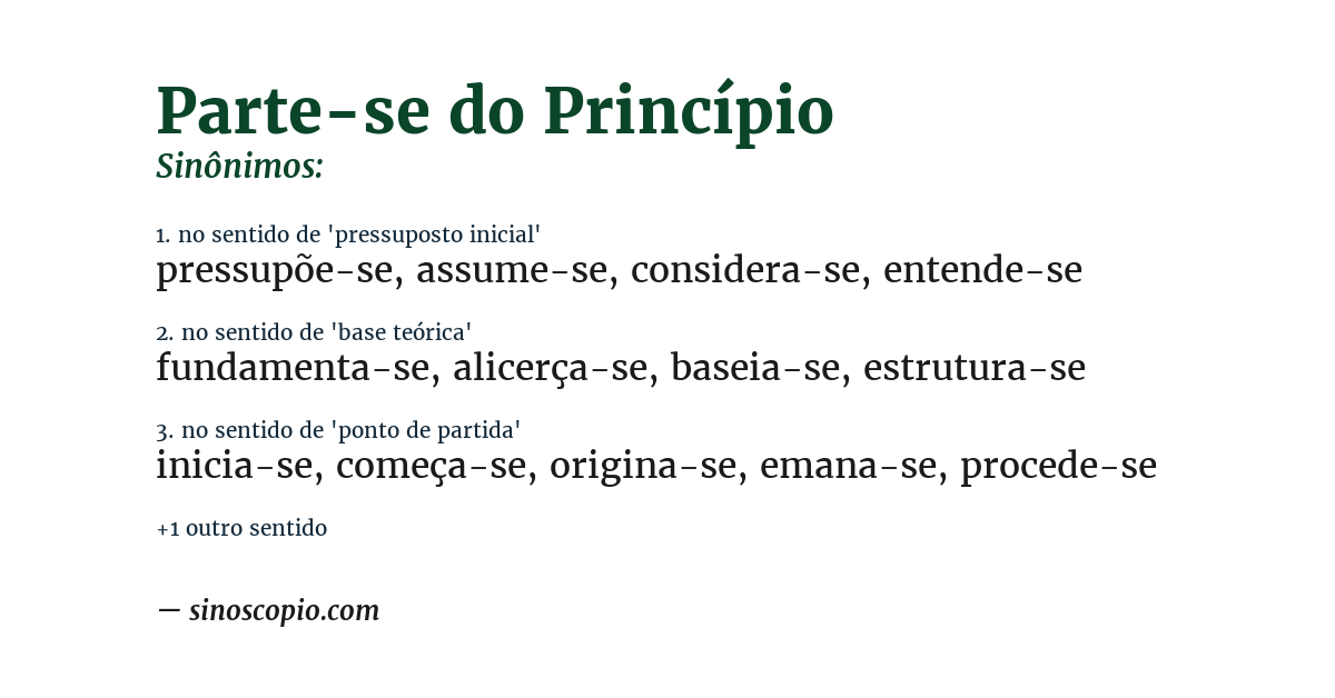 Sinônimo de parte-se do princípio