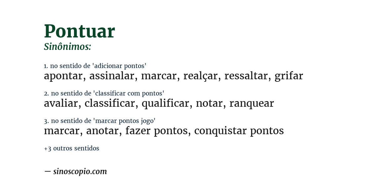 Sinônimo de pontuar