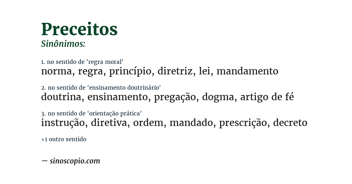 Sinônimo de preceitos