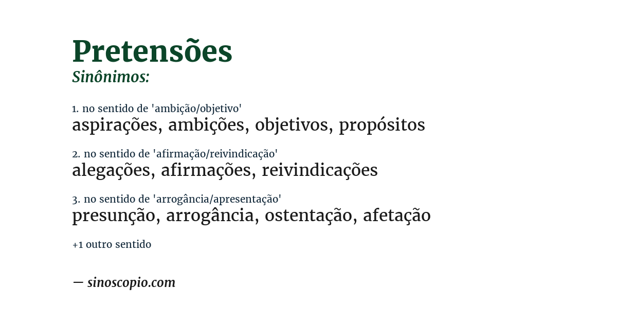 Sinônimo de pretensões
