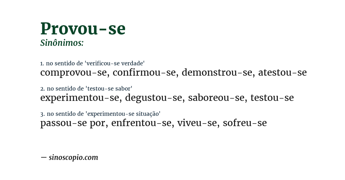 Sinônimo de provou-se