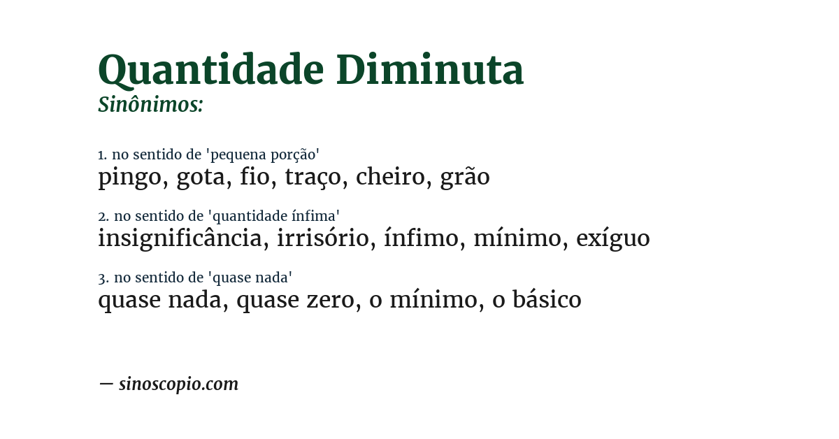 Sinônimo de quantidade diminuta
