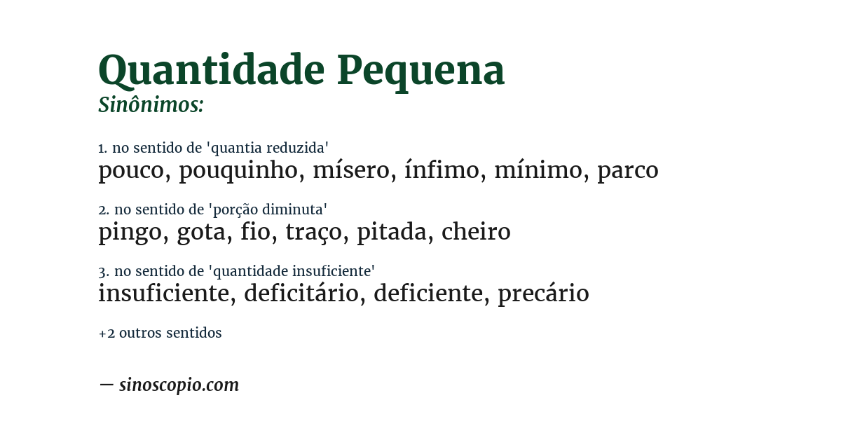 Sinônimo de quantidade pequena
