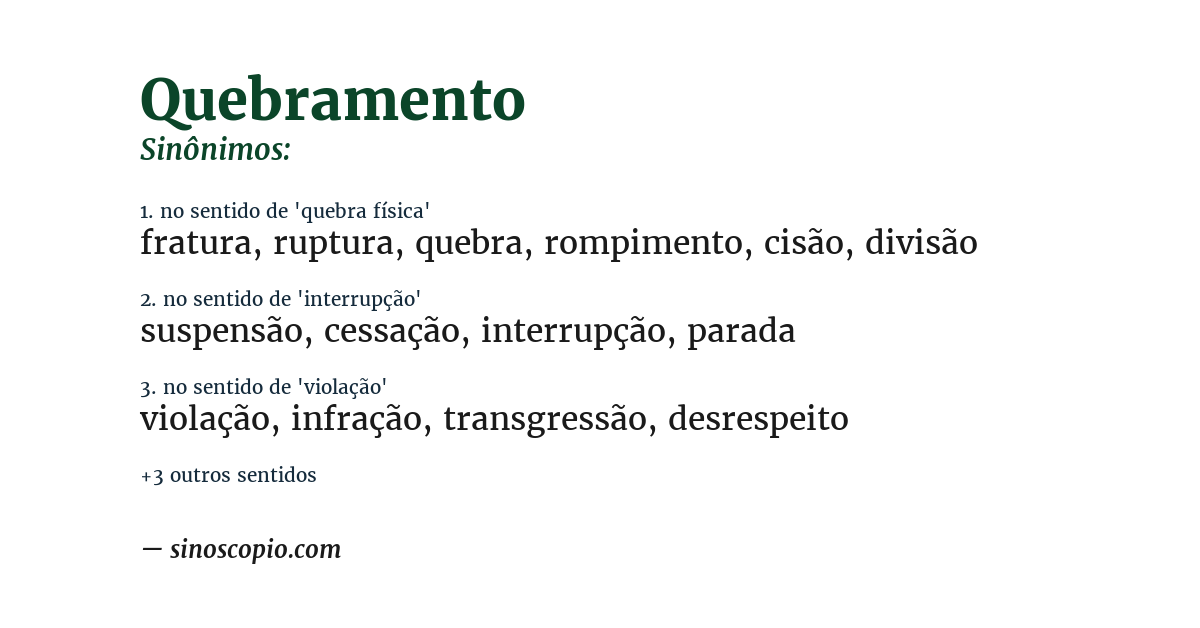 Sinônimo de quebramento