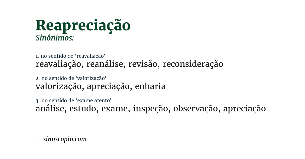 Sinônimo de reapreciação