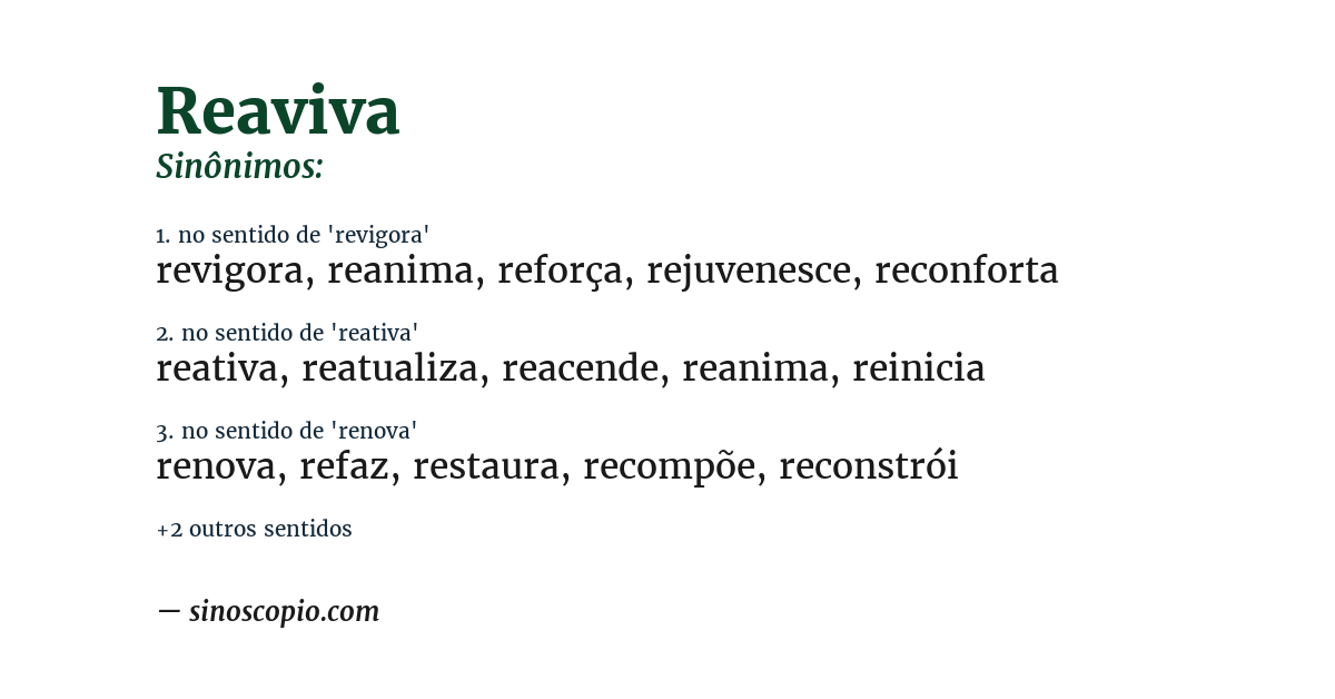 Sinônimo de reaviva