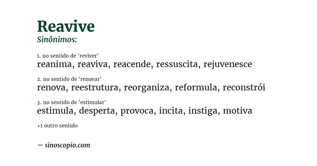 Sinônimo de reavive