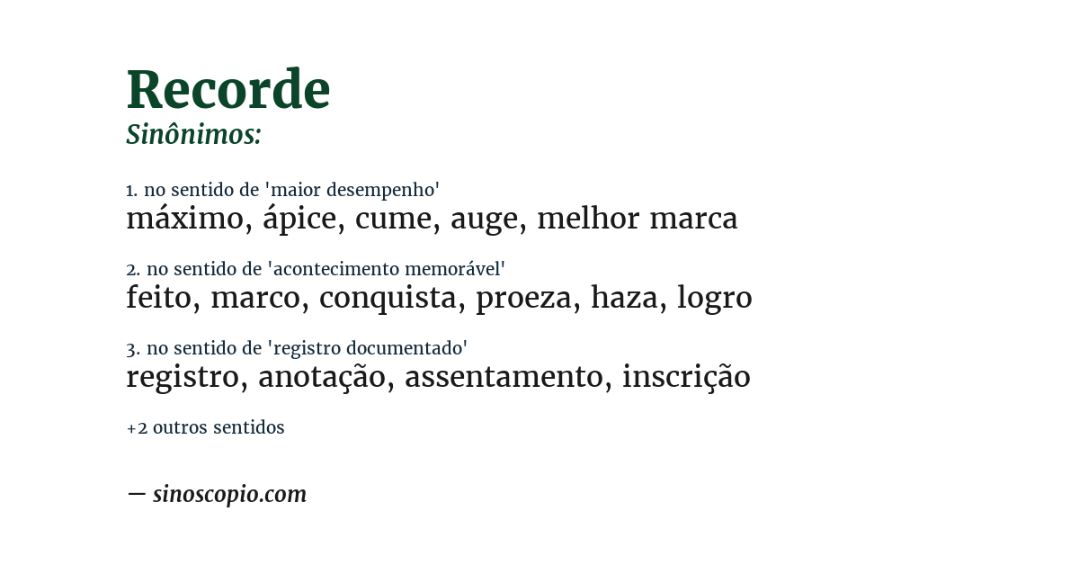 Sinônimo de recorde