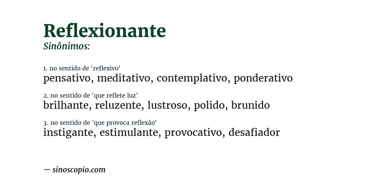 Sinônimo de reflexionante