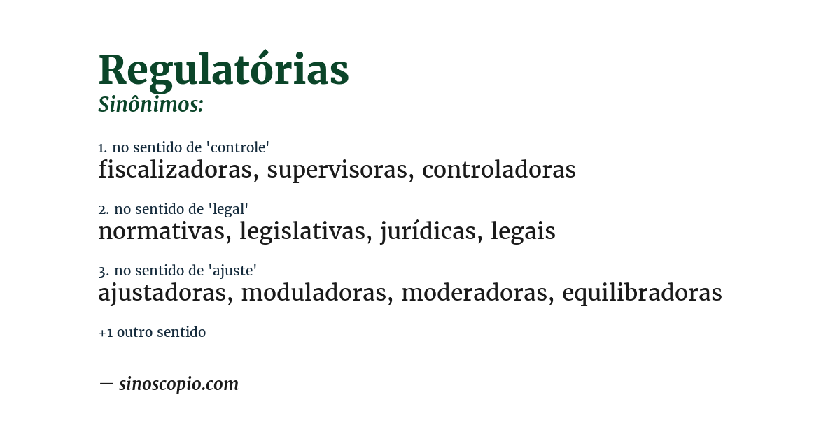 Sinônimo de regulatórias