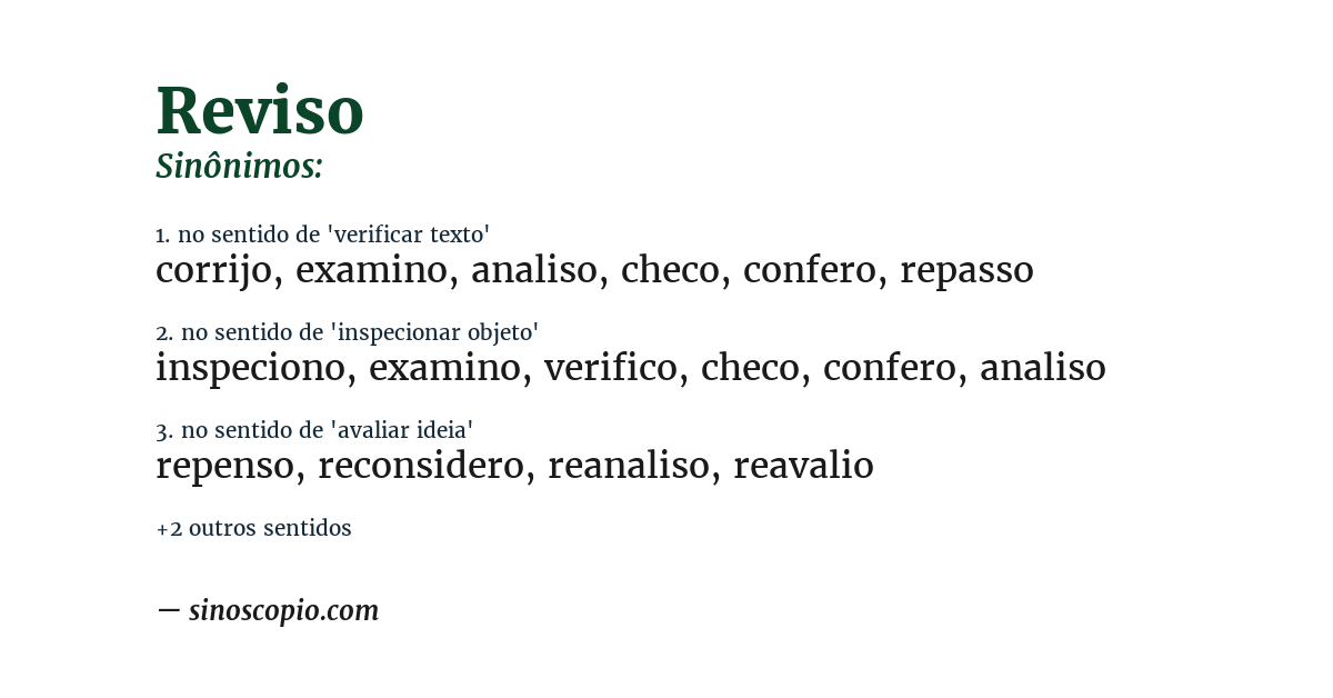 Sinônimo de reviso