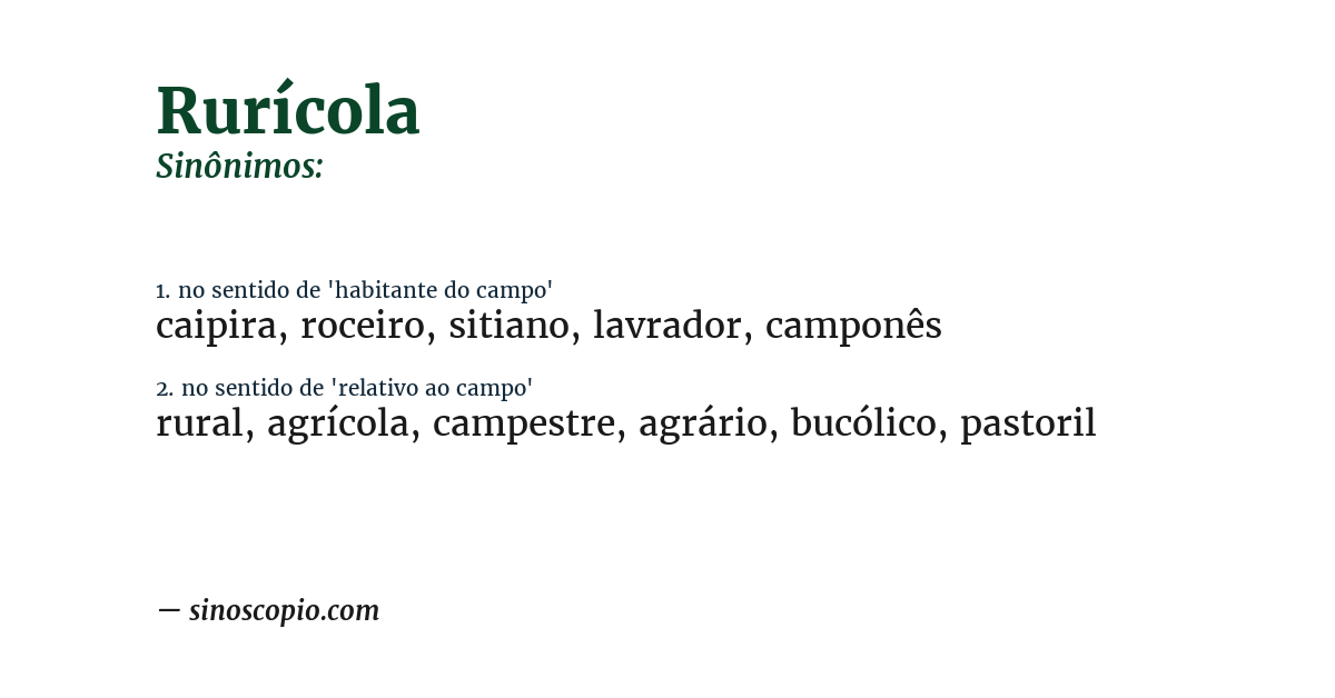 Sinônimo de rurícola
