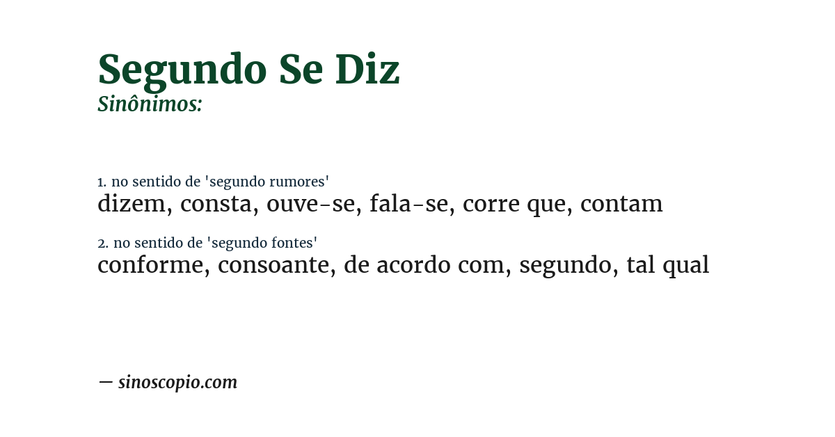 Sinônimo de segundo se diz