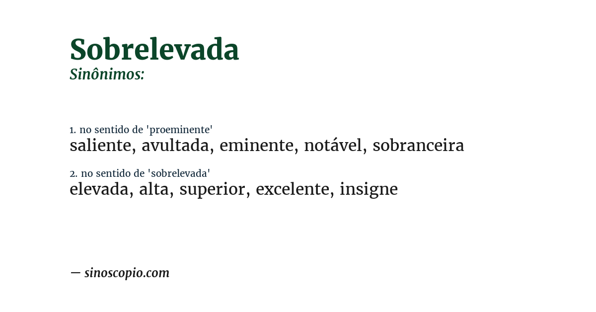 Sinônimo de sobrelevada