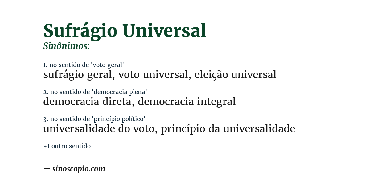 Sinônimo de sufrágio universal