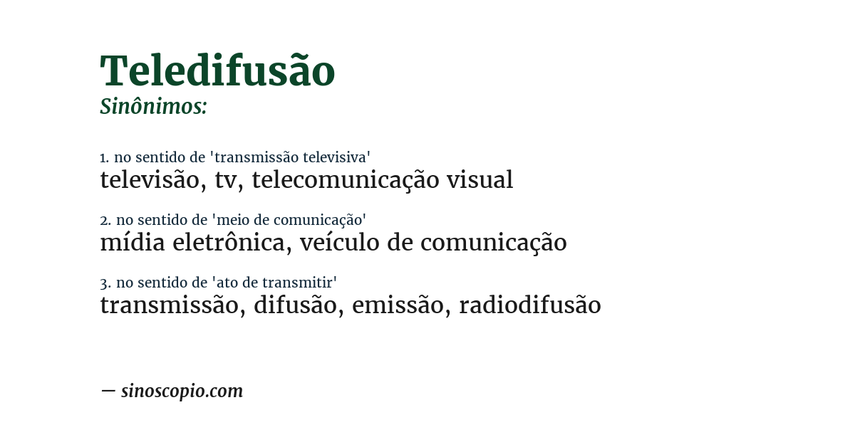 Sinônimo de teledifusão