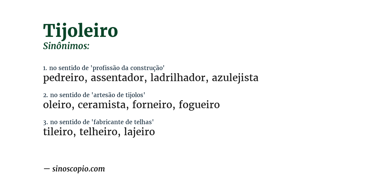 Sinônimo de tijoleiro