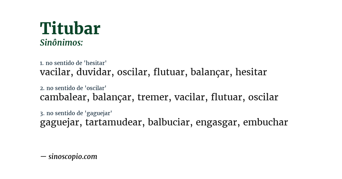 Sinônimo de titubar