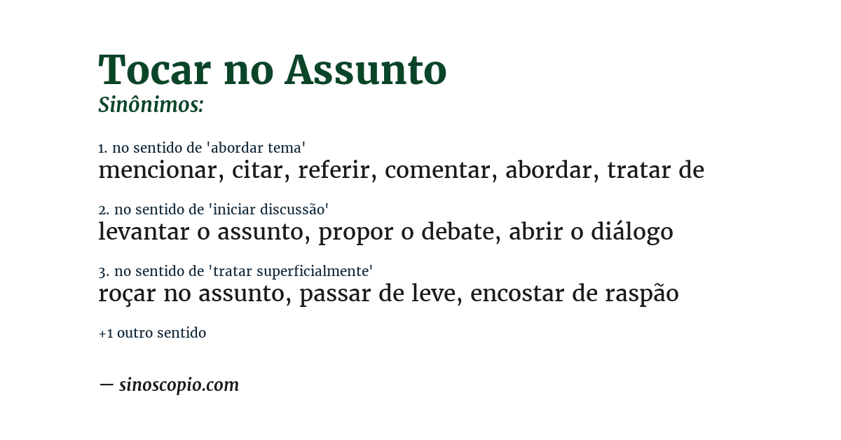 Sinônimo de tocar no assunto