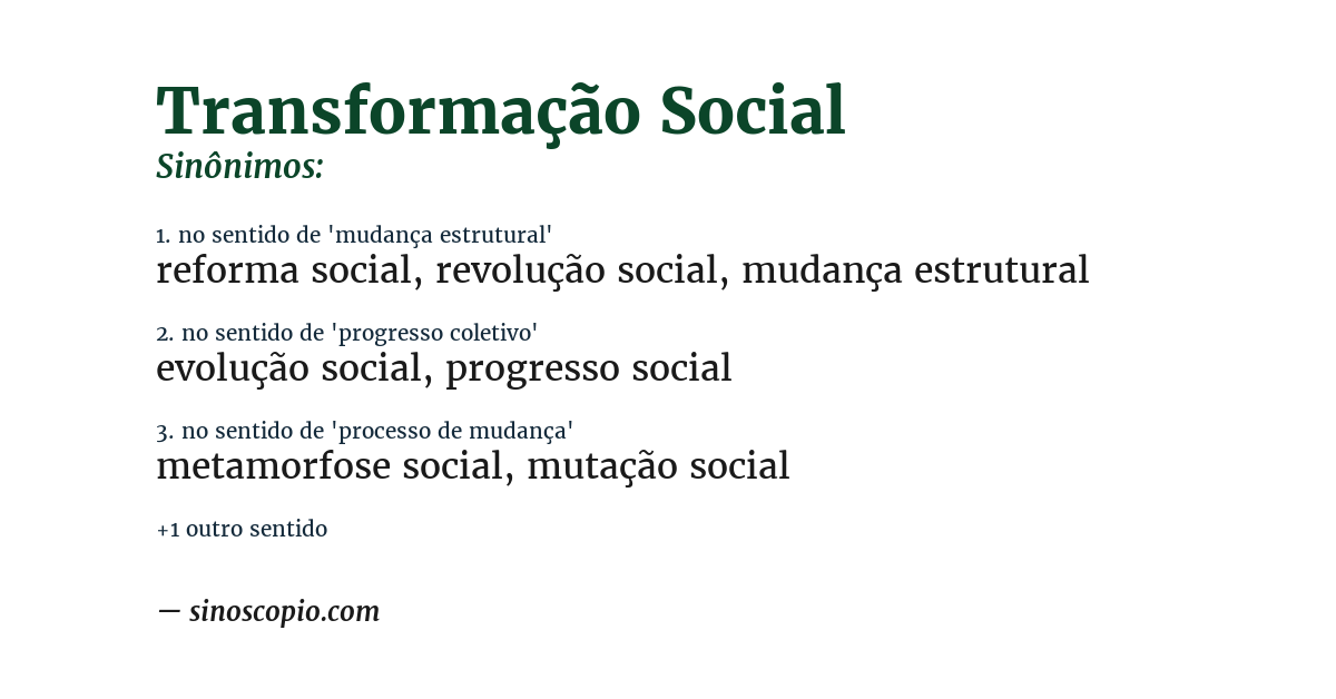Sinônimo de transformação social