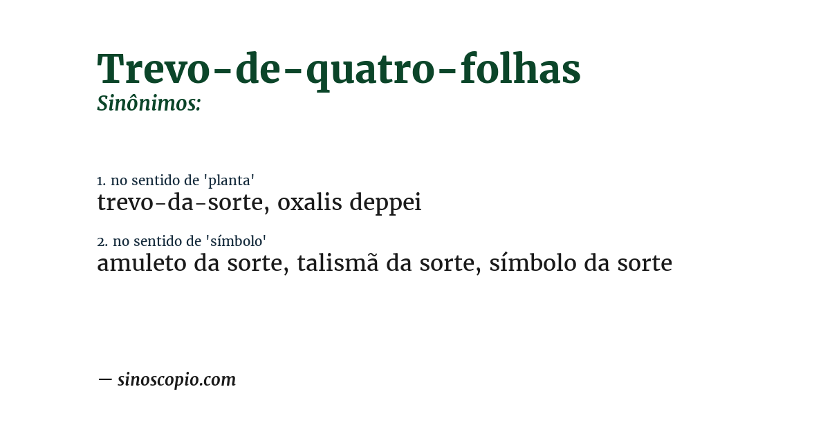 Sinônimo de trevo-de-quatro-folhas