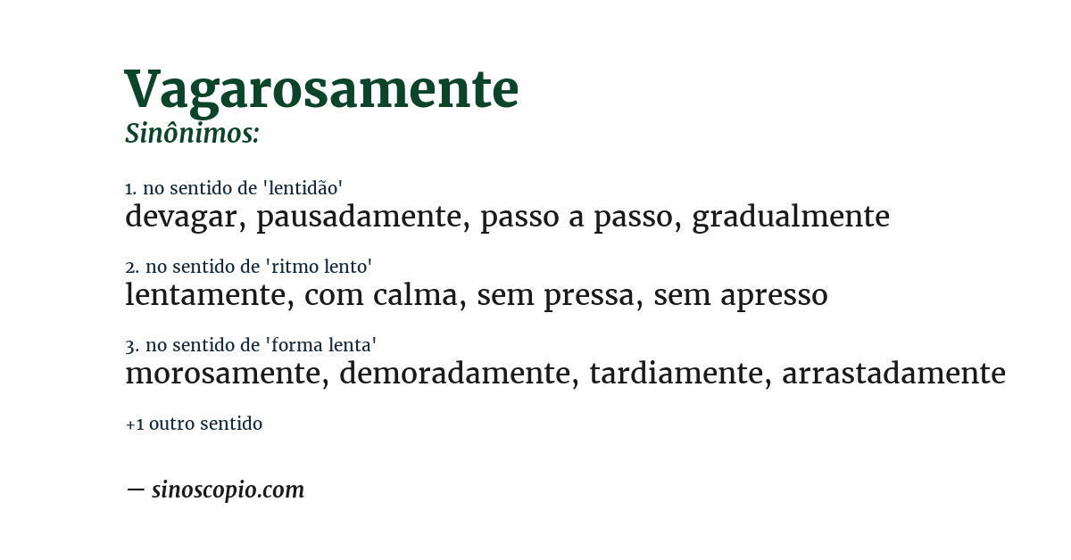 Sinônimo de vagarosamente