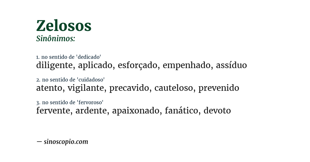 Sinônimo de zelosos